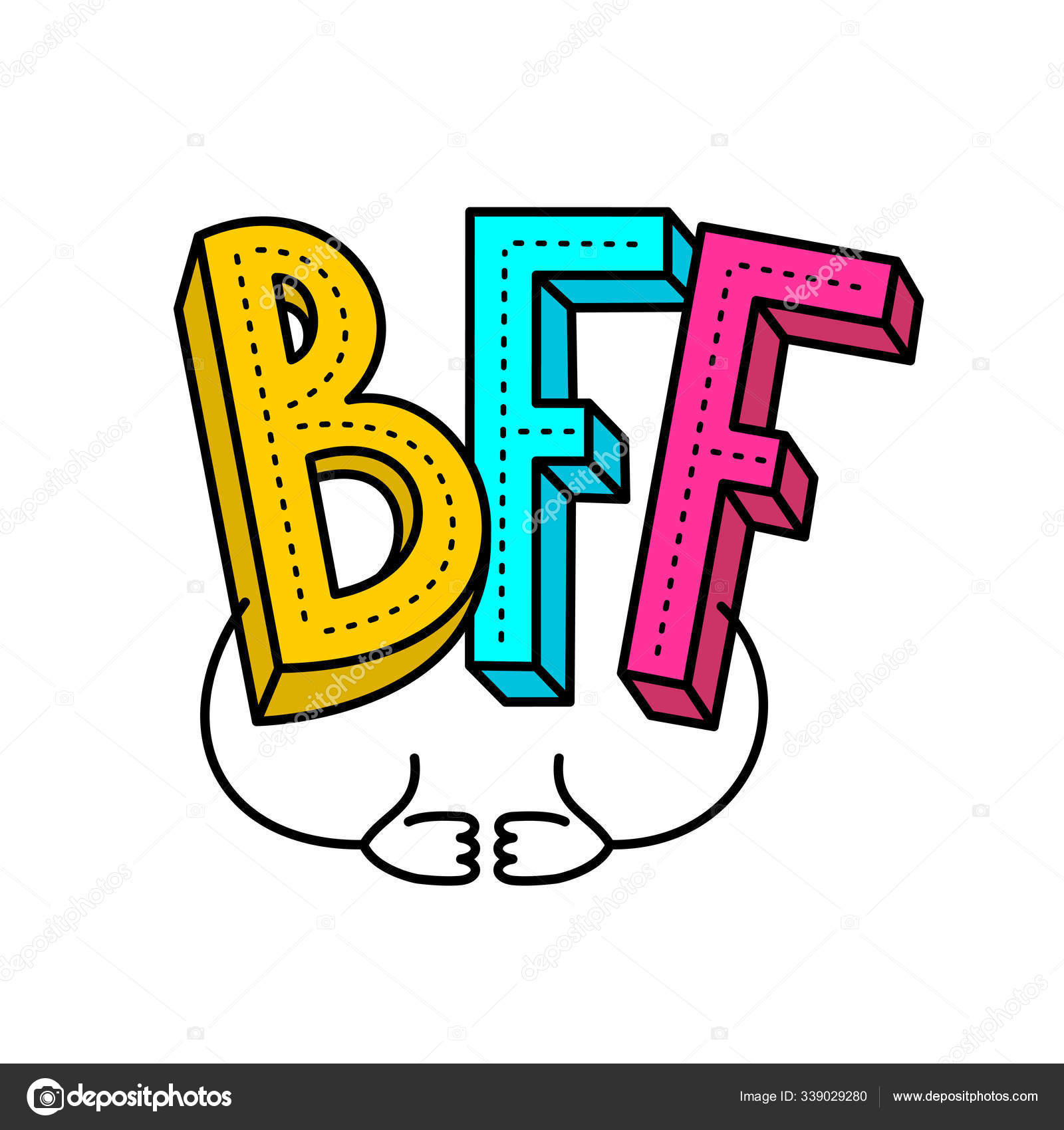 BFF - melhores amigos para sempre logotipo colorido. Com duas mãos com os  polegares para cima. Largura do curso ajustável . imagem vetorial de  Kilroy© 339029280